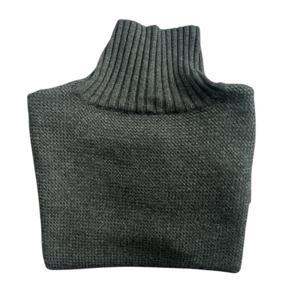 Merino Wool Short Sleeve Charcoal Sweater Mock Turtleneck Women’s Small - Picture 4 of 9